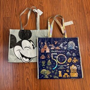 NWT Walt Disney World Two Reusable Shopping Bags 50th Celebration Disney Springs